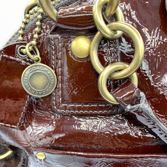 $3️⃣5️⃣0️⃣COACH  Francine Maroon/Burgundy Patent Leather Satchel - Picture 9 of 10